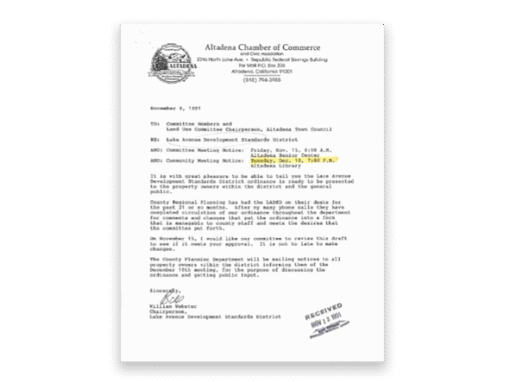 1991-11-08 Lake Avenue Development Standards District