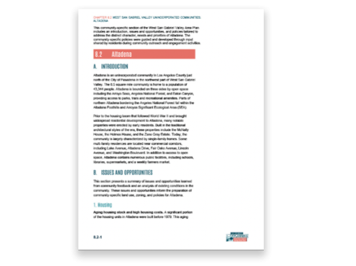 Altadena Community Specific Goals and Policies